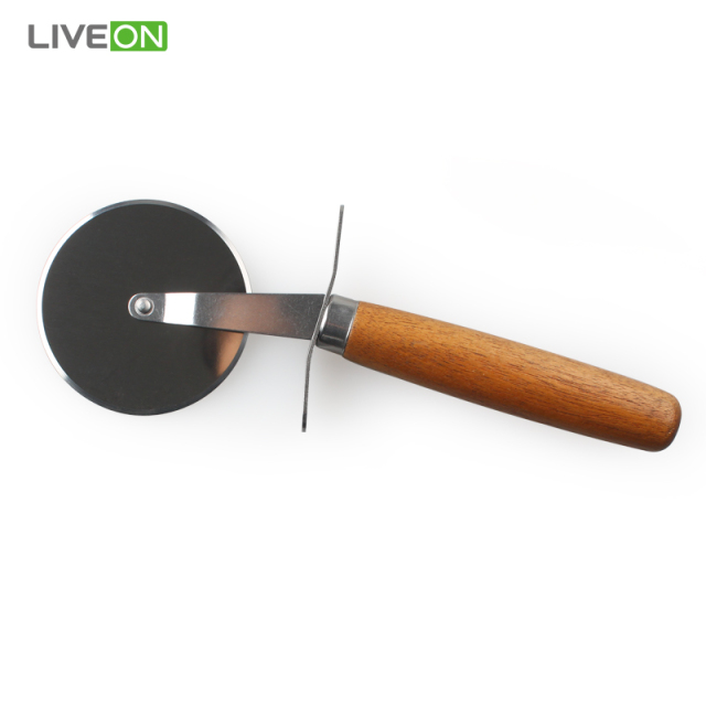 Copper color aluminum alloy handle wooden pizza board with cutting knife