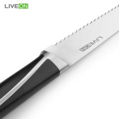 5pcs ABS handle forged kitchen knife set with acacia wooden block