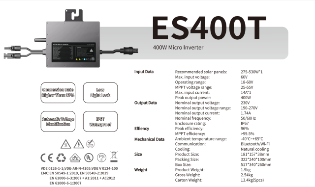 400W Grid-Tie Micro Inverter – Compact Solar Energy Solution for Roofs, Yachts, and RVs