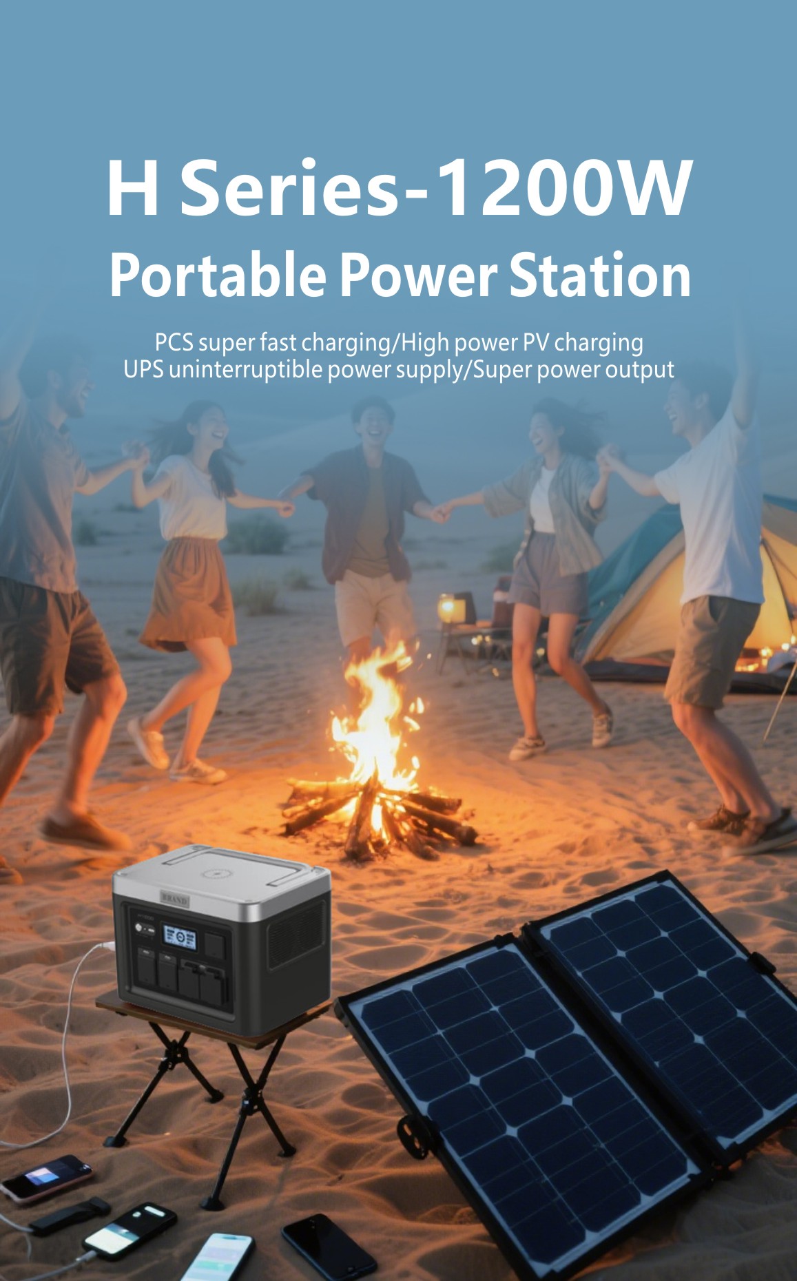 PCS Super Fast PV Charging UPS 1200W Solar Portable Power Station - 1
