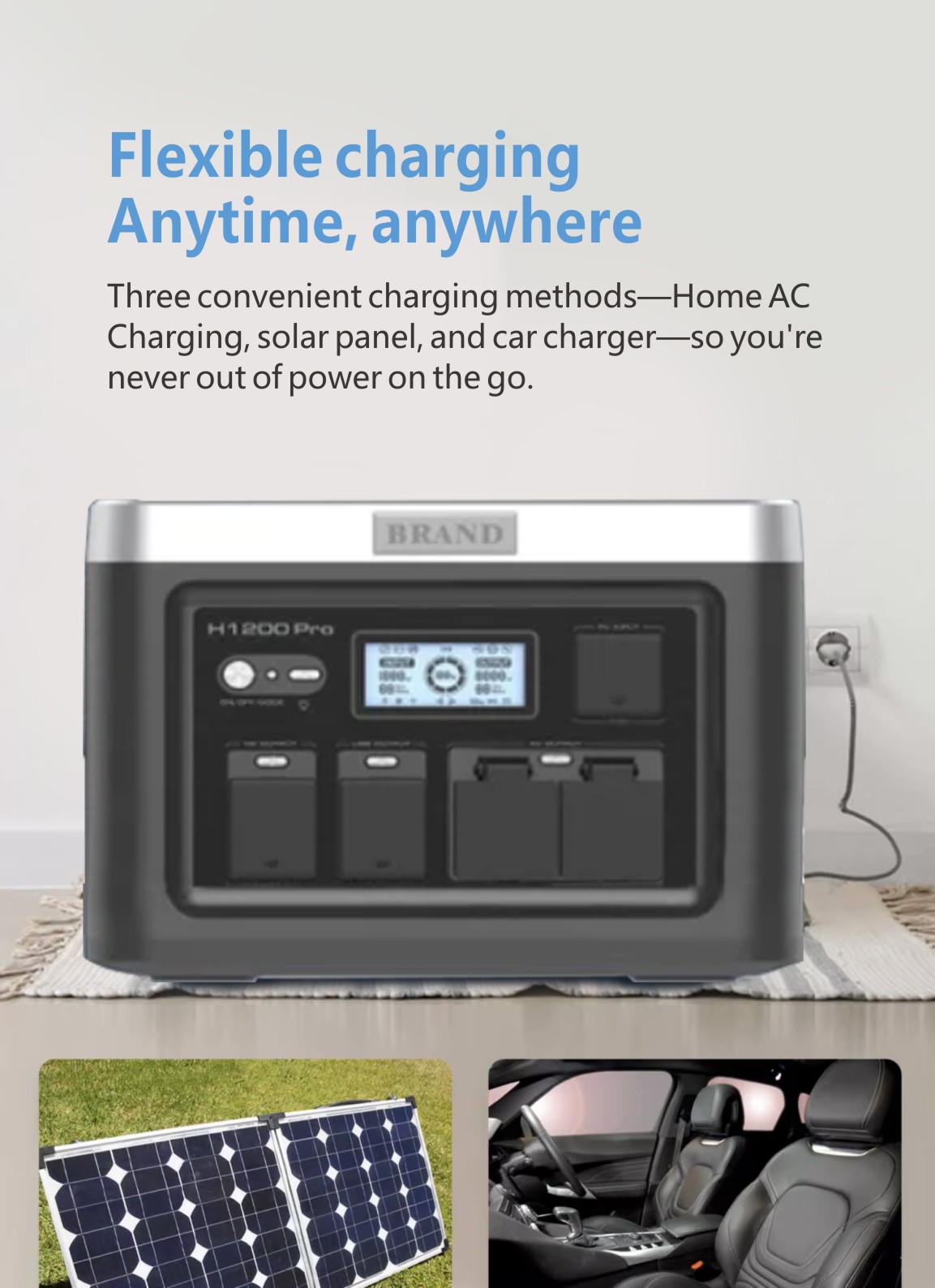PCS Super Fast PV Charging UPS 1200W Solar Portable Power Station - 3
