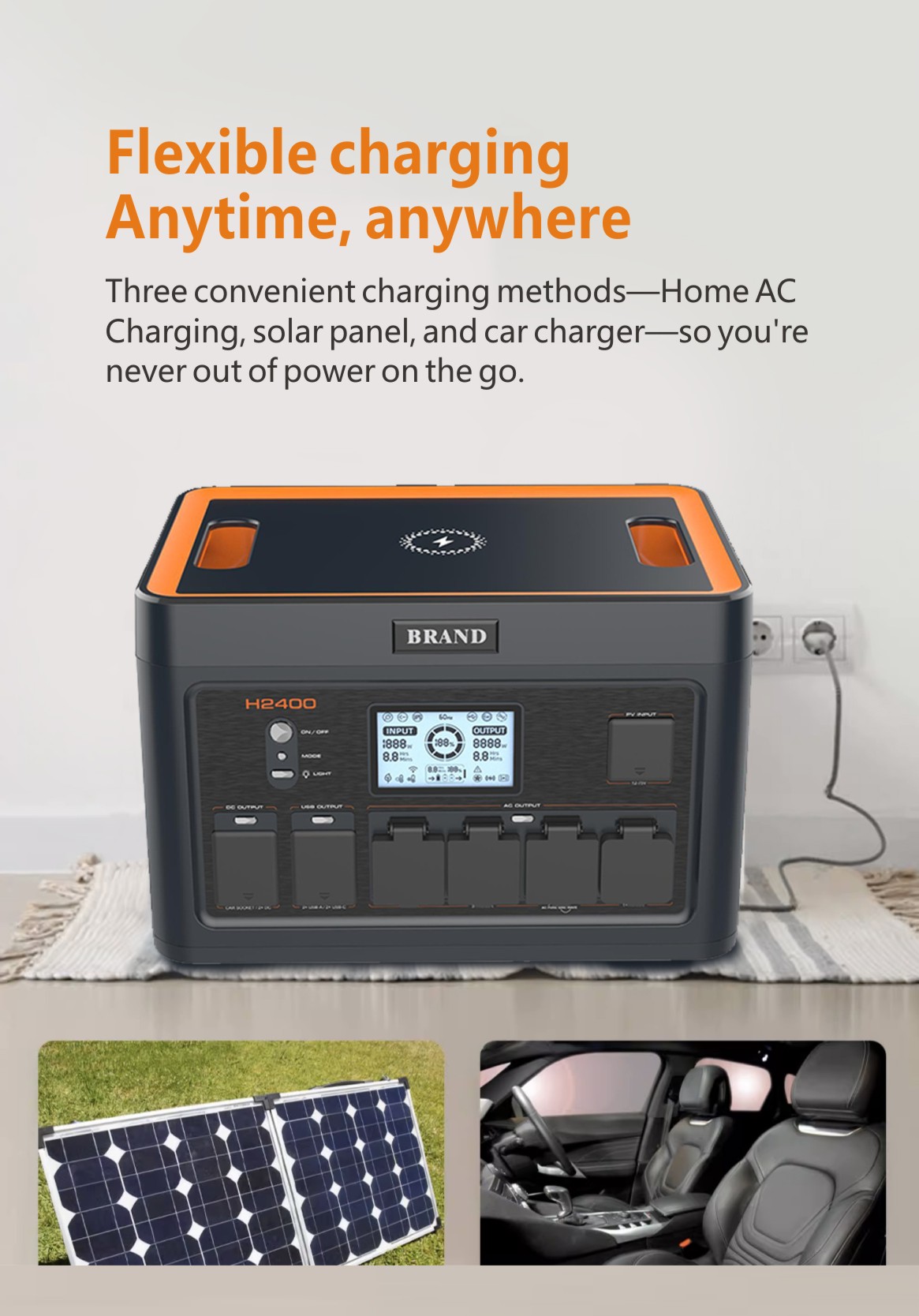 AC/PV Panel/Car Charging Portable Powerstation Balcony Solar Storage Generator Description - 3