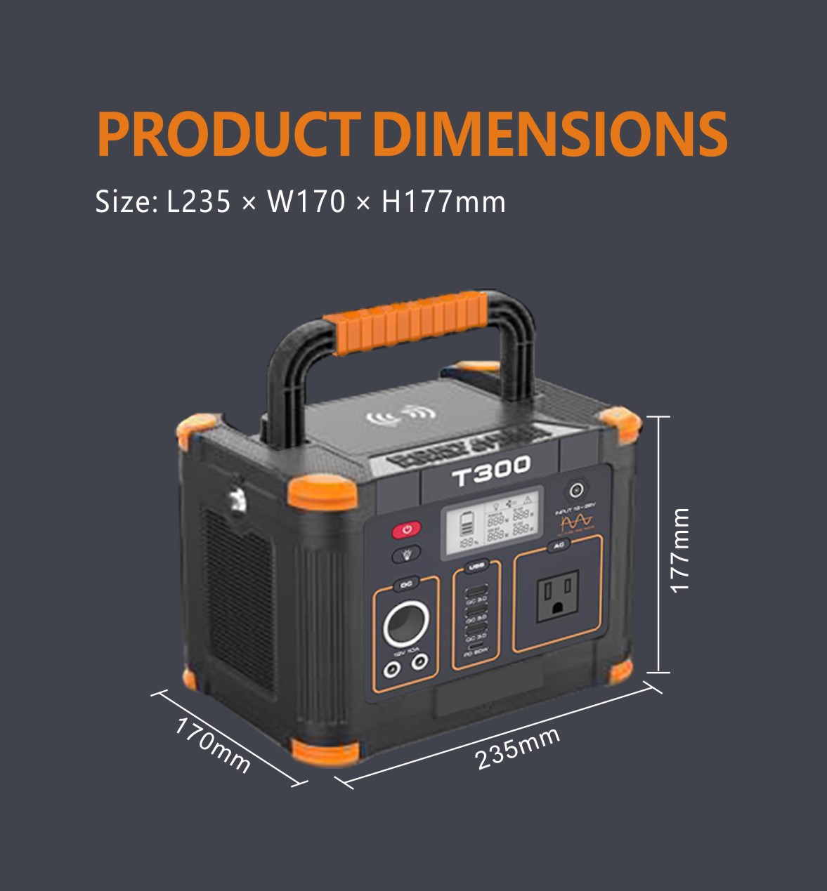 PD Fast Charging LiFePO4 300W Outdoor Portable Power Station Description -3