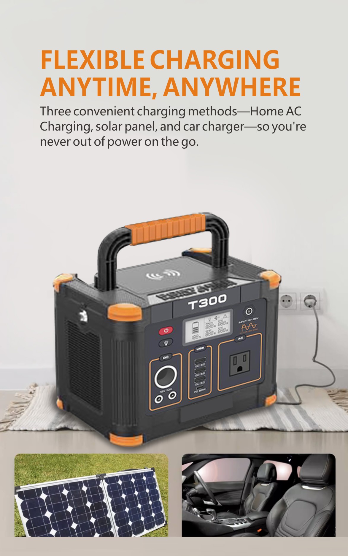 PD Fast Charging LiFePO4 300W Outdoor Portable Power Station Description - 6