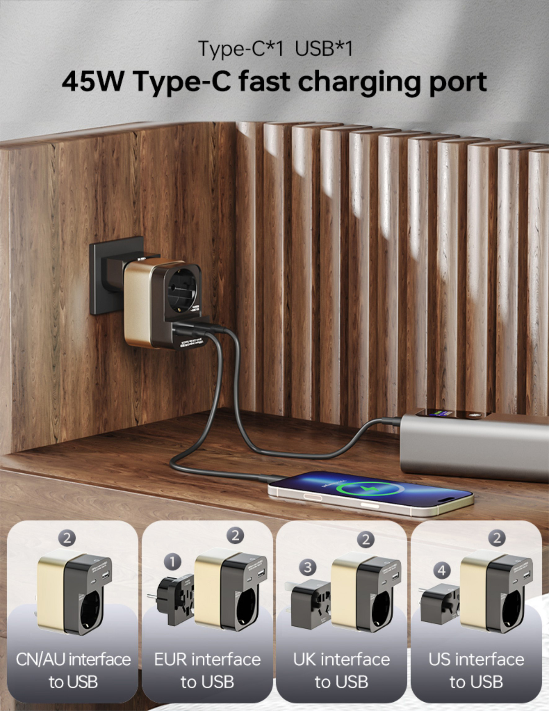 2500W high-load capacity universal travel plug supporting high-wattage devices like hair dryers and travel kettles safely.