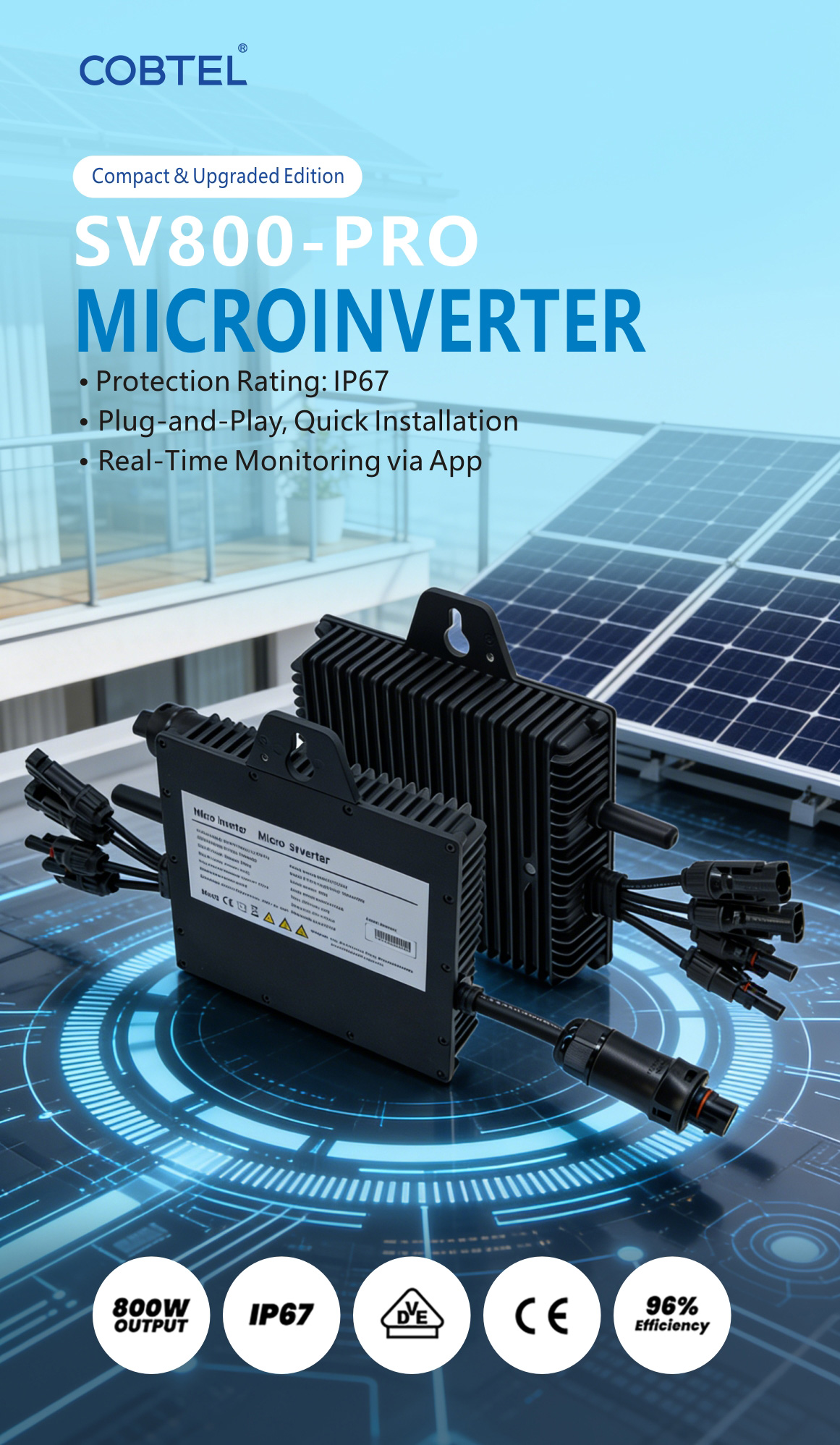 IP67 Plug-and-play 800W Grid-tie Microinverter For Solar Power Plant-1