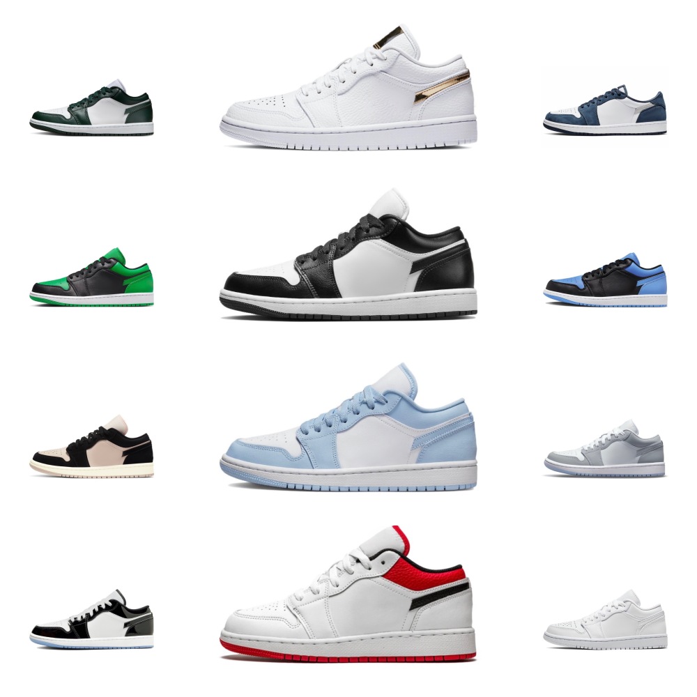 With shoe box:Air Jordan 1 Low Black Green Black Purple Black White Black Pink Black Gold Toe Black Warrior Board Shoes Sports