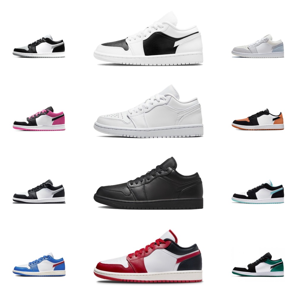 With shoe box:Air Jordan 1 Low Black Green Black Purple Black White Black Pink Black Gold Toe Black Warrior Board Shoes Sports