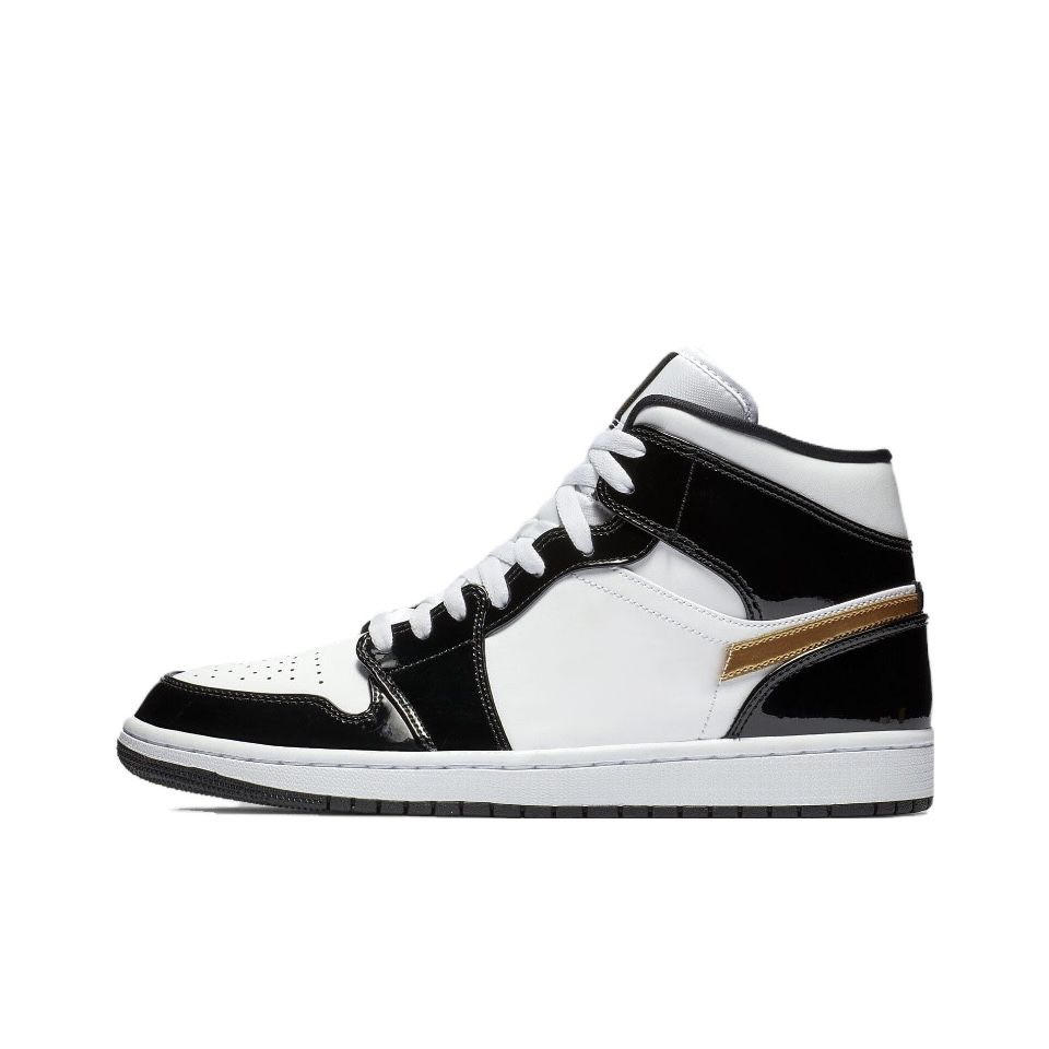 With shoe box:Air Jordan 1 mid high Black Green Black Purple Black White Black Pink Black Gold Toe Black Warrior Board Shoes Sports