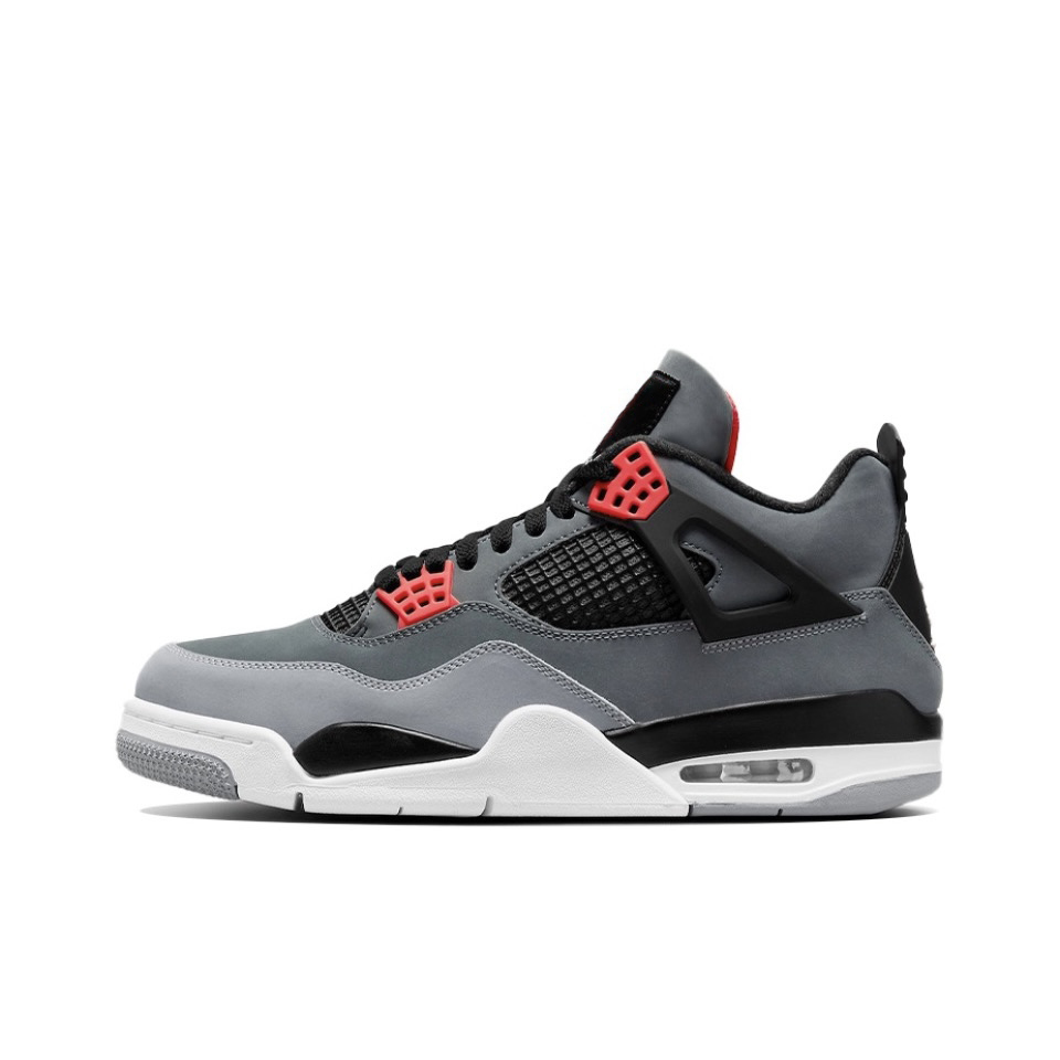 With shoe box: 4 Flame Red Hot Lava White Purple White Red Green Fear Black White Oreo sneakers Retro basketball shoes