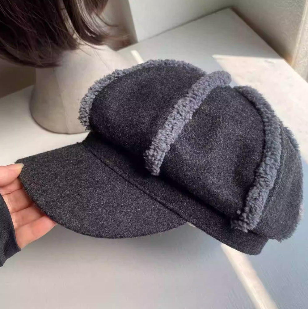 Winter warm woolen octagonal hat