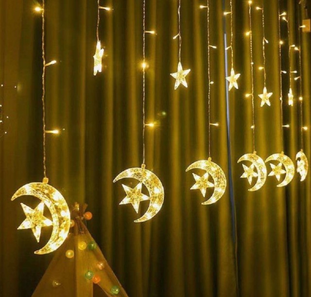 plug-in moon & star Ramadan Eid LED curtain light