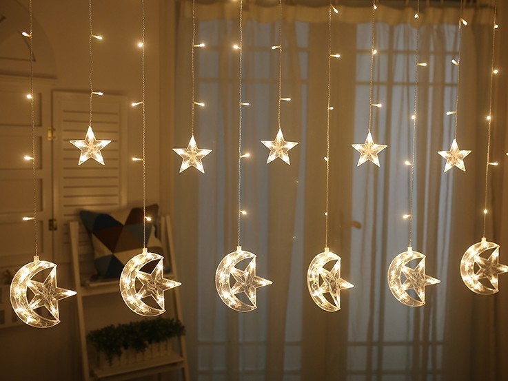 plug-in moon & star Ramadan Eid LED curtain light