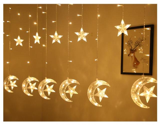 plug-in moon & star Ramadan Eid LED curtain light