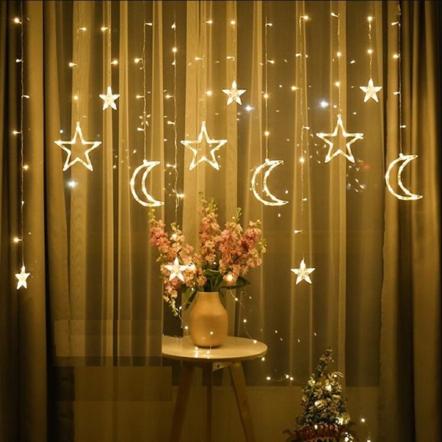 moon and star Ramadan Eid Christmas LED curtain light
