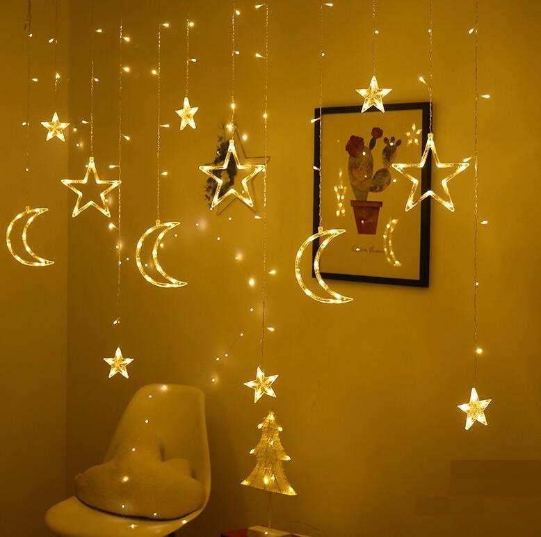 moon and star Ramadan Eid Christmas LED curtain light