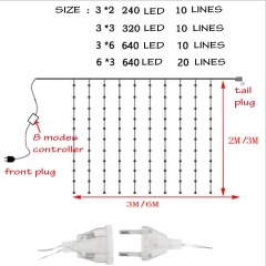 LED waterfall curtain window garland light