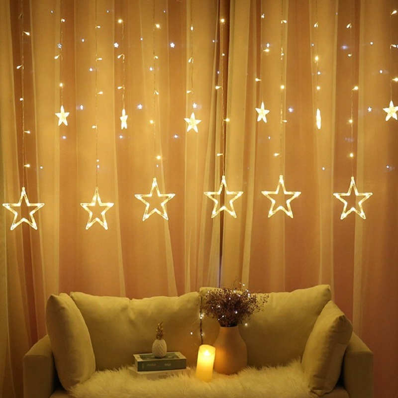 LED star Christmas garland curtain window light