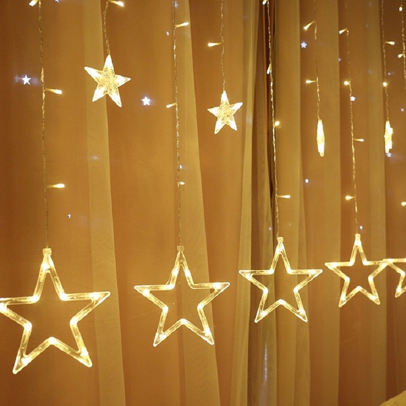 LED star Christmas garland curtain window light