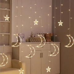 moon and star LED curtain garland Ramadan curtain/window light
