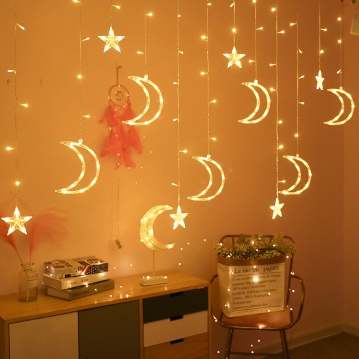 moon and star LED curtain garland Ramadan curtain/window light