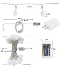 Amazon hot selling 16 colors RGB battery / usb/ adapter powered led globe ball string light