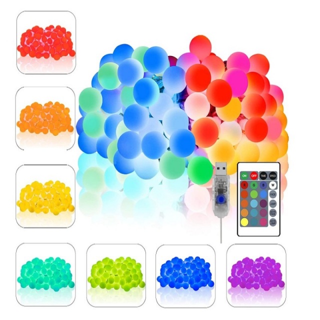 Amazon hot selling 16 colors RGB battery / usb/ adapter powered led globe ball string light