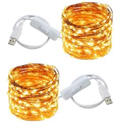 Amazon hot selling 5m/10m/15m/20m USB copper string light with switch button