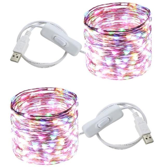 Amazon hot selling 5m/10m/15m/20m USB copper string light with switch button