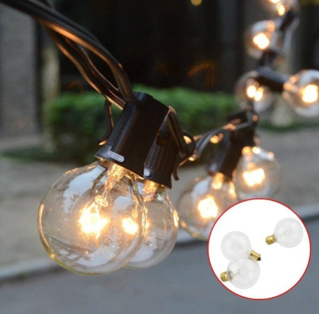 Amazon hot selling G40 solar powered 110V US plug 220V Europe plug 10/ 25/30/50 globes string light