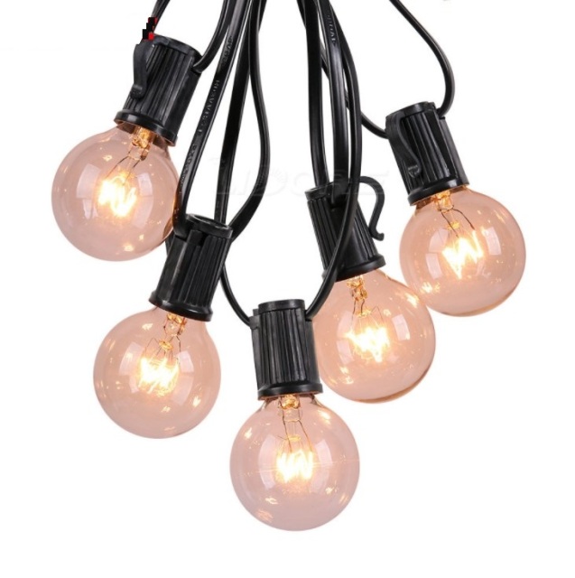 Amazon hot selling G40 solar powered 110V US plug 220V Europe plug 10/ 25/30/50 globes string light