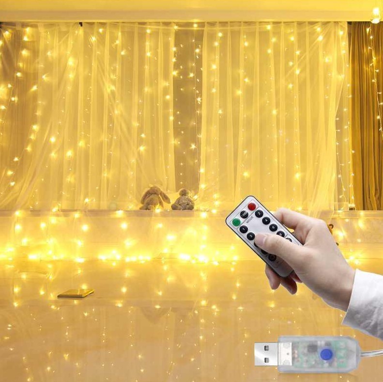 Amazon hot selling 3*3m 300LED USB copper string lights with music/sound control for home party Christmas decoration