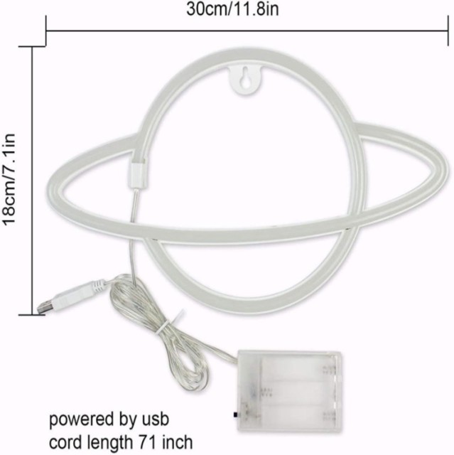 Battery + usb powered love shape neon string light for home/christmas decoration