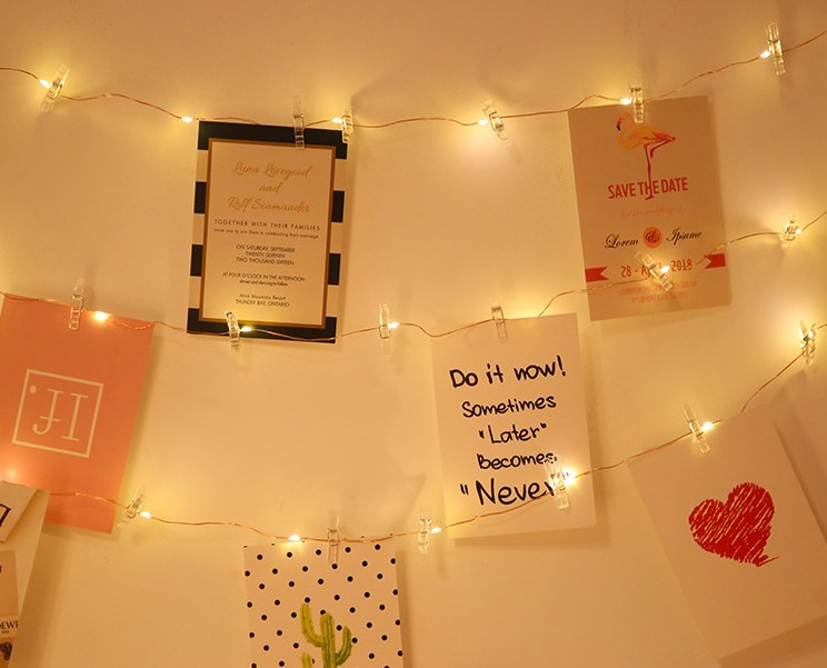 USB 5m 10m copper wire led string light with photo clips