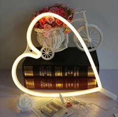 Battery + usb powered love shape neon string light for home/christmas decoration