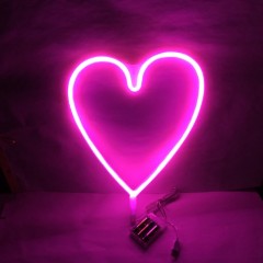 Battery + usb powered love shape neon string light for home/christmas decoration