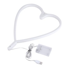 Battery + usb powered love shape neon string light for home/christmas decoration