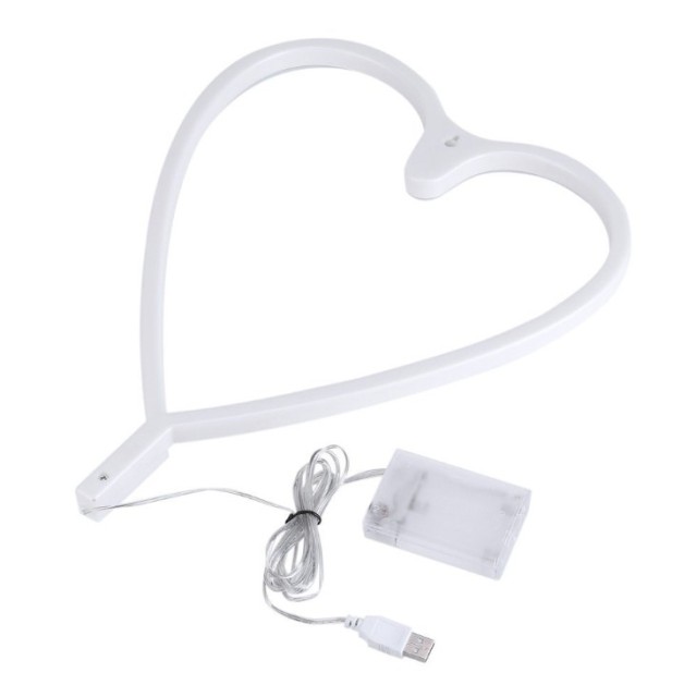 Battery + usb powered love shape neon string light for home/christmas decoration