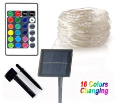waterproof 17 colors 5m 10m solar RGB color changing copper string lights for christmas