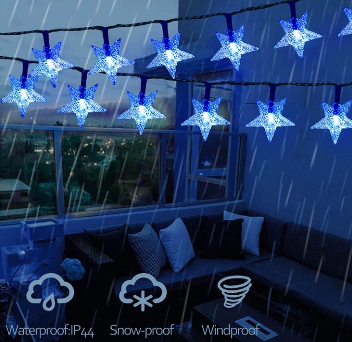 solar powered 30/ 50 stars LED string light for Christmas party holiday home decoration