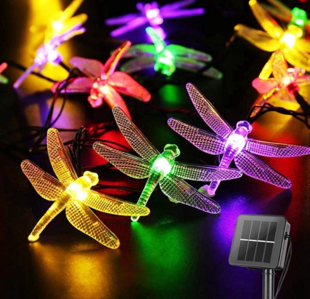 outdoor solar 10L/ 20L/ 30L dragonfly string light for garden