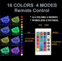 waterproof 17 colors 5m 10m solar RGB color changing copper string lights for christmas