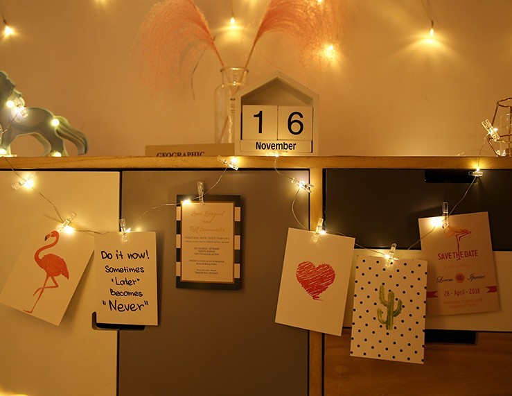 USB 5m 10m copper wire led string light with photo clips