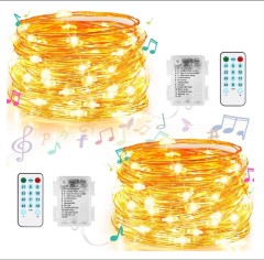 waterproof battery box led copper string lights with music / sound control for Christmas remote control
