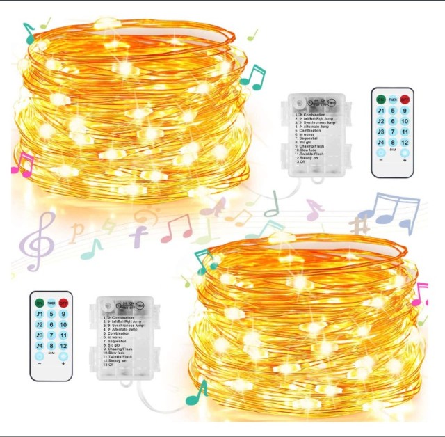 waterproof battery box led copper string lights with music / sound control for Christmas remote control