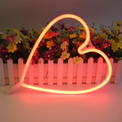 Battery + usb powered love shape neon string light for home/christmas decoration