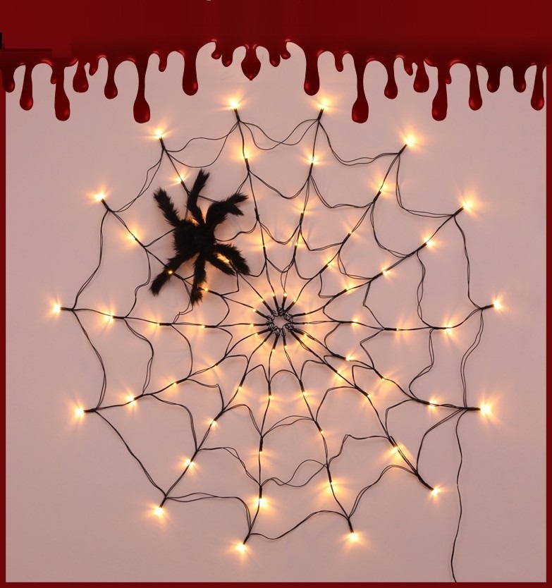 hot selling USB with remote LED spider web light for Halloween decoration