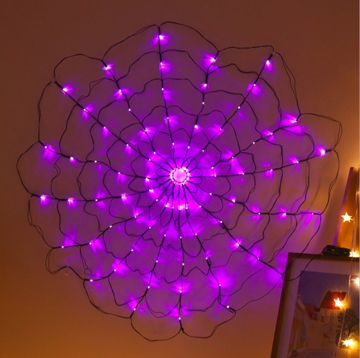hot selling USB with remote LED spider web light for Halloween decoration