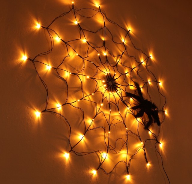 hot selling USB with remote LED spider web light for Halloween decoration