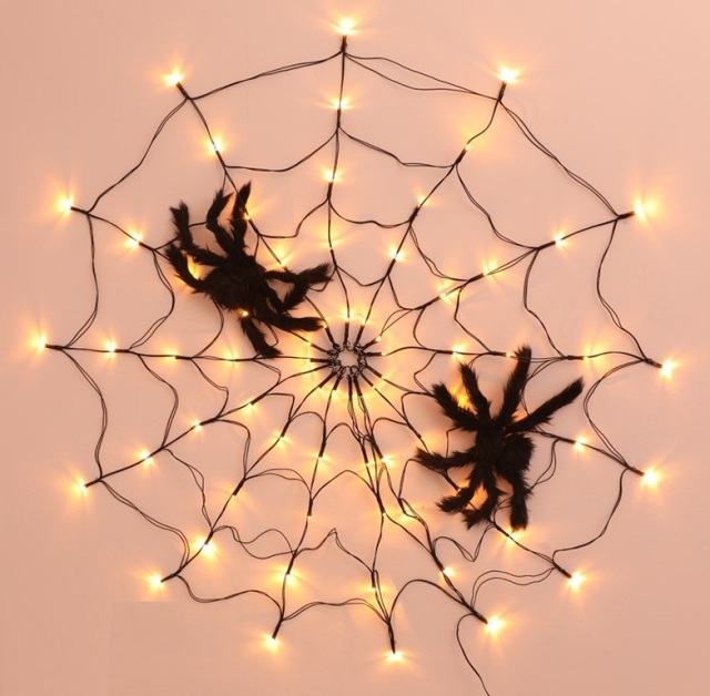 hot selling USB with remote LED spider web light for Halloween decoration